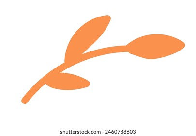 Autumn twig with leaves in flat design. Forest branch with orange foliage. Vector illustration isolated.