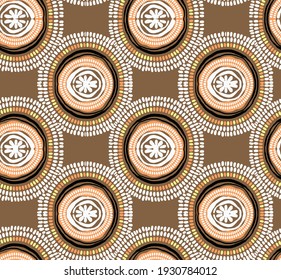 autumn  typical brown circle doted Tribal geometric folklore ornament. Tribal ethnic texture bright winter pattern on a brown background, Indian, Scandinavian, 