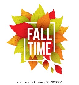 Autumn typographic. Fall leaf. Vector illustration EPS 10