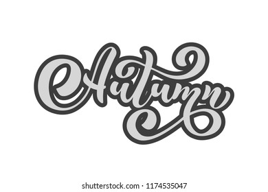 Autumn Typographic vector design, birthday card, invitation card, lettering composition. Handwritten modern brush lettering. Vector illustration
