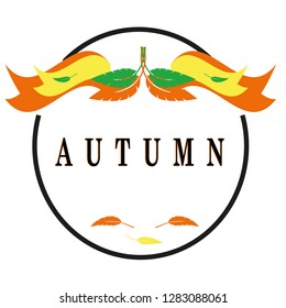Autumn typographical. Autumn leaf. Vector illustration of coat of arms