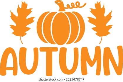 Autumn typography clip art design on plain white transparent isolated background for card, shirt, hoodie, sweatshirt, apparel, tag, mug, icon, poster or badge