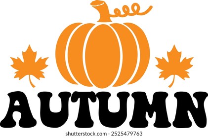 Autumn typography clip art design on plain white transparent isolated background for card, shirt, hoodie, sweatshirt, apparel, tag, mug, icon, poster or badge