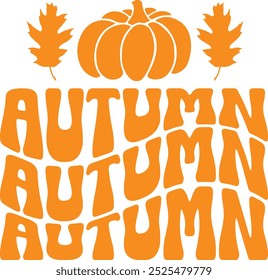 Autumn typography clip art design on plain white transparent isolated background for card, shirt, hoodie, sweatshirt, apparel, tag, mug, icon, poster or badge