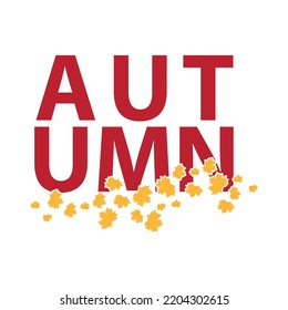 Autumn typography with leaves illustration, vector artwork