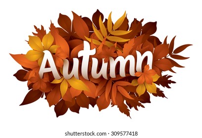 autumn typography with maple leaves