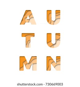 autumn typography with paper cut layers effect