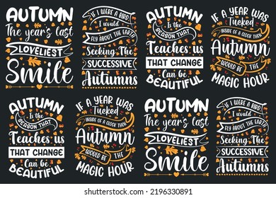 Autumn typography t shirt design bundle