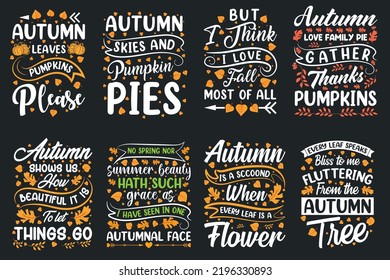Autumn typography t shirt design bundle