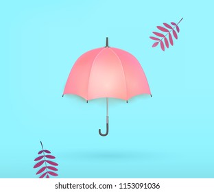 Autumn, umbrella, falling leaves Trend minimal design Autumn creative composition for seasonal design Vector illustration