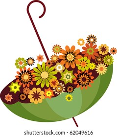 autumn umbrella full of flowers. vector illustration