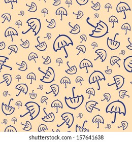 Autumn umbrella hand drawn seamless pattern