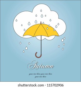 Autumn, umbrella and rain
