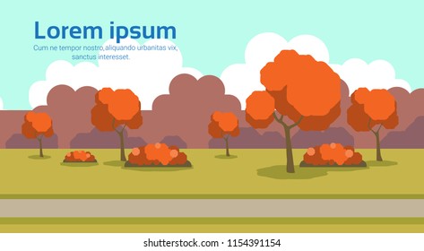 autumn urban yellow park outdoors landscape concept horizontal copy space flat vector illustration