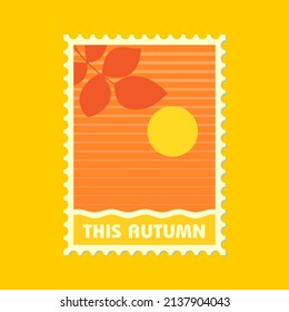 Autumn vacation Postage stamps. Vector illustration of retro vintage design isolated stock illustration