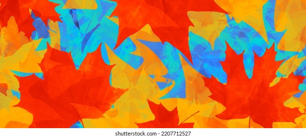 Fondo artístico vectorial de otoño con hojas de arce. Diseño de fondo de pantalla de otoño para tarjetas, volantes, afiches, banner, diseño de portada, pegatinas y tarjetas de invitación. Ilustración de septiembre. De vuelta a la escuela.	