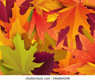 Autumn vector background with bright autumn leaves and space for text. Good for cards, banners templates, web, poster. Autumn advertising design.