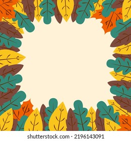 Autumn vector background with colorful leaves and blank space for text.Vector illustration