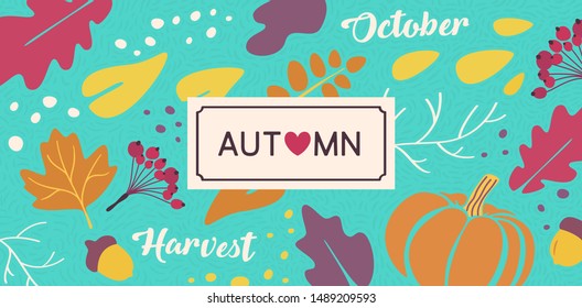 Autumn vector background concept for web, billboards, advertising, printing. Flat casual cartoon style. #3
