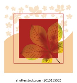 Fondo vectorial de otoño, marco de papel recortado con ornamento de borde de hojas de castaño amarillas, tarjeta de saludo vectorial o diseño de invitación, eps10