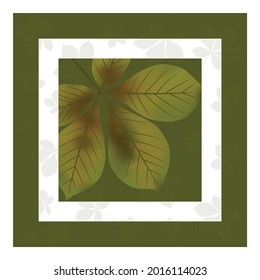 Autumn vector background, cutout paper frame with border ornament of yellow chestnut leaves, vector greeting card or invitation design, eps10