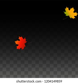 Autumn Vector Background with Golden Falling Leaves. Autumn Illustration with Maple Red, Orange, Yellow Foliage. Isolated Leaf on Transparent Background. Bright Swirl. Suitable for Flyers.
