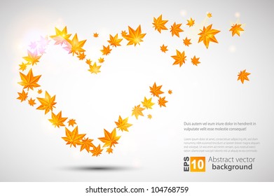 Autumn vector background. Heart form.