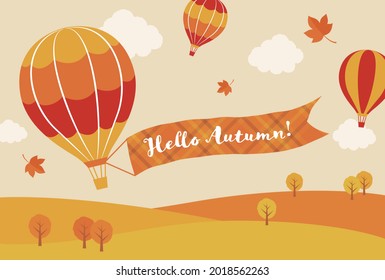 autumn vector background with hot-air balloons in the sky for banners, cards, flyers, social media wallpapers, etc.