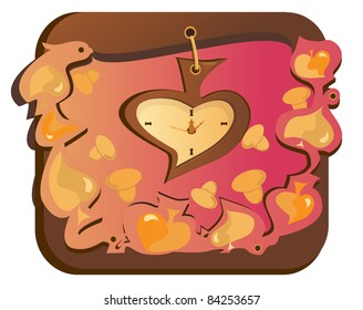 autumn vector background with leaf shaped clock