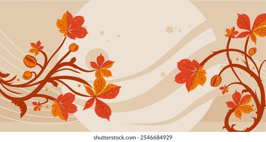  Fundo de vetor de outono com folhas