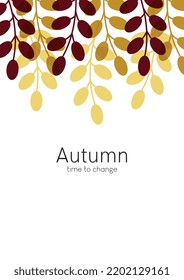 fondo vectorial otoño con hojas, cálido, acogedor, color amarillo marrón y rojo, diseño minimalista simple, ecológico