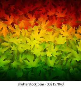 Autumn vector background, natural backdrop with colorful leaves