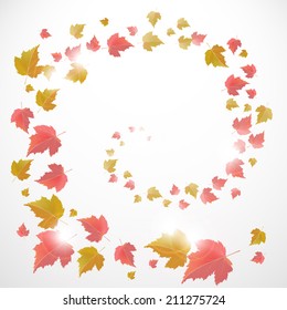 Autumn vector background with red leaves. Back to school and seasons theme. EPS 10
