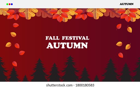 Autumn vector background template. Autumn maple leaf element with blank space for text.