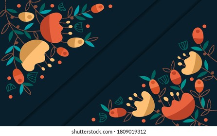 Autumn vector background template. Autumn maple leaf element with blank space for text.