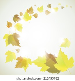 Autumn vector background with yellow leaves and place for text. Back to school and seasons theme. EPS 10
