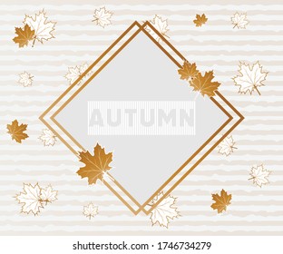 Autumn vector banner abstract background design with fall leaves, white isolated background. Vector illustration.