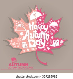 Autumn vector card. Happy Autumn Day.