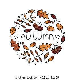 Autumn vector composition with leaves.