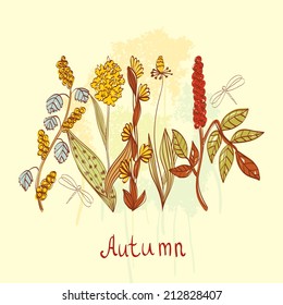 Autumn. Vector floral background. Flower element for design.