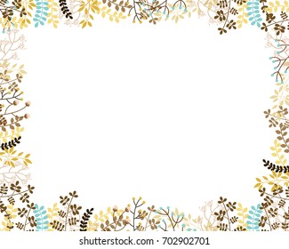 Autumn vector floral border in muted colors with copy space for text