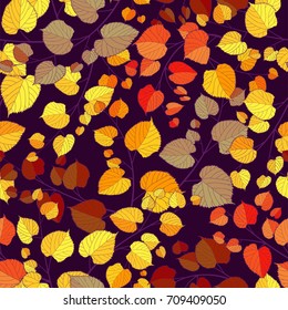 Autumn Vector Floral Seamless Pattern. Hand drawn endless illustration. Cute and fancy background for wallpaper, website, textile, greeting cards, wedding invitation, wrapping, books cover, printing