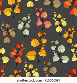 Autumn Vector Floral Seamless Pattern. Hand drawn endless illustration. Cute and fancy background for wallpaper, website, textile, greeting cards, wedding invitation, wrapping, books cover, printing
