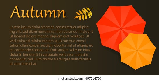 Autumn vector flyer umbrellas. Advertising brochure. Template for your design.