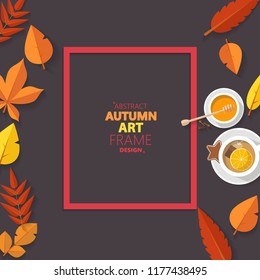 Autumn vector frame wirth autumn dried orange colored leaves. Useful graphics in vector Eps 10