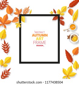 Autumn vector frame wirth autumn dried orange colored leaves. Useful graphics in vector Eps 10