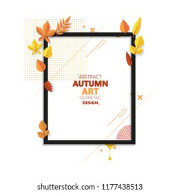 Autumn vector frame wirth autumn dried orange colored leaves. Useful graphics in vector Eps 10