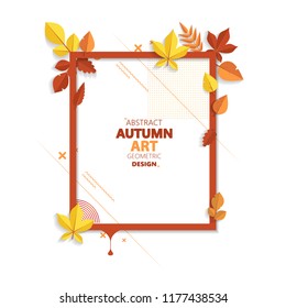 Autumn vector frame wirth autumn dried orange colored leaves. Useful graphics in vector Eps 10