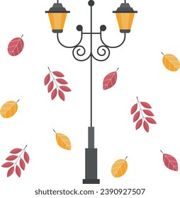 autumn vector grafic lantern leafs