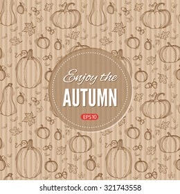 Autumn vector Hand drawing style illustration. Template for web, print industry, brand advertising.Organic farm illustration.